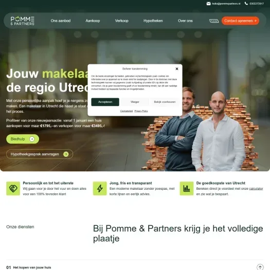 Screenshot der Website von www.pommepartners.nl