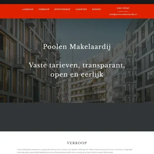 Screenshot of the website of www.poolenmakelaardij.nl