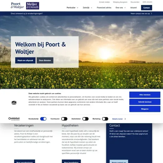 Screenshot of the website of www.poortenwoltjer.nl
