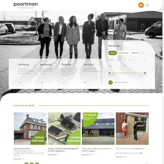 Screenshot van de website van www.poortmanmakelaars.nl