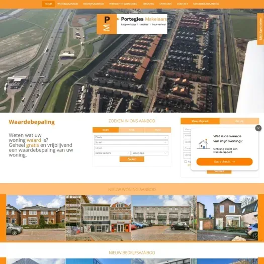 Screenshot of the website of www.portegiesmakelaars.nl
