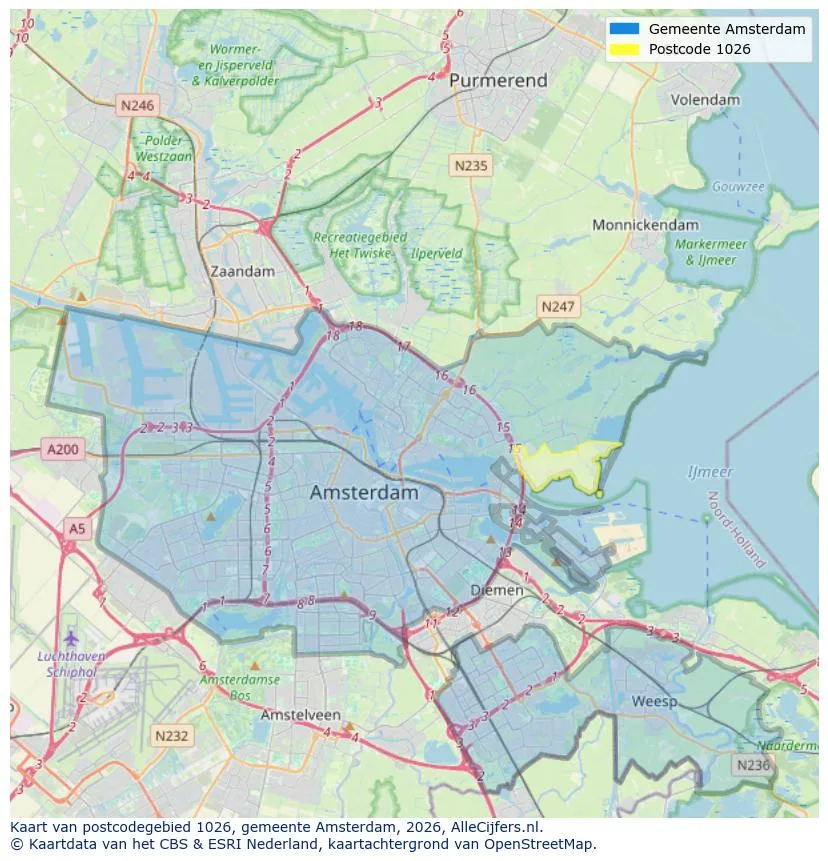 Postcodekaart voor 1026