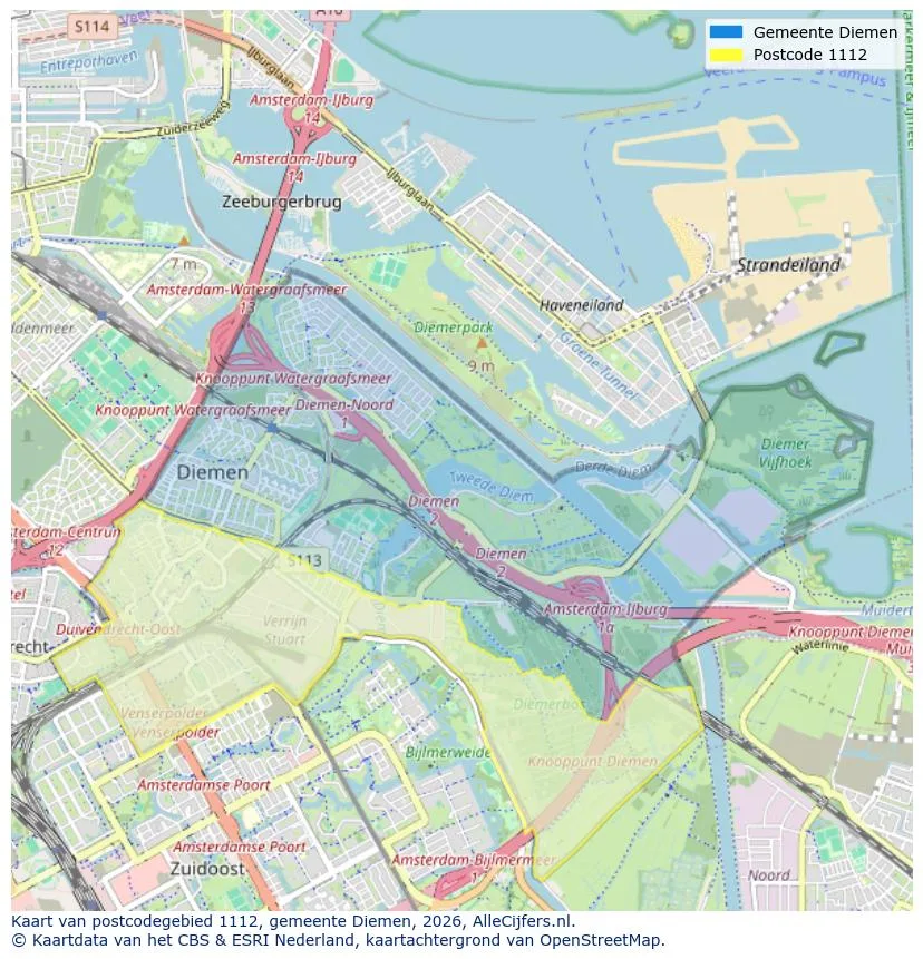 Postcodekaart voor 1112