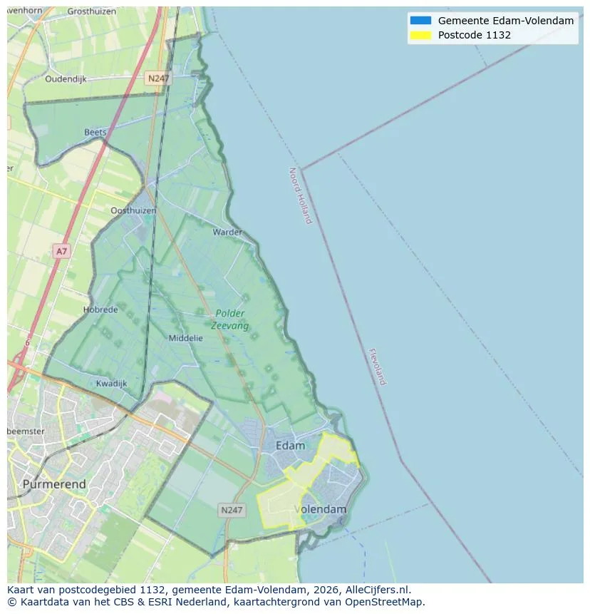Postcode map for 1132
