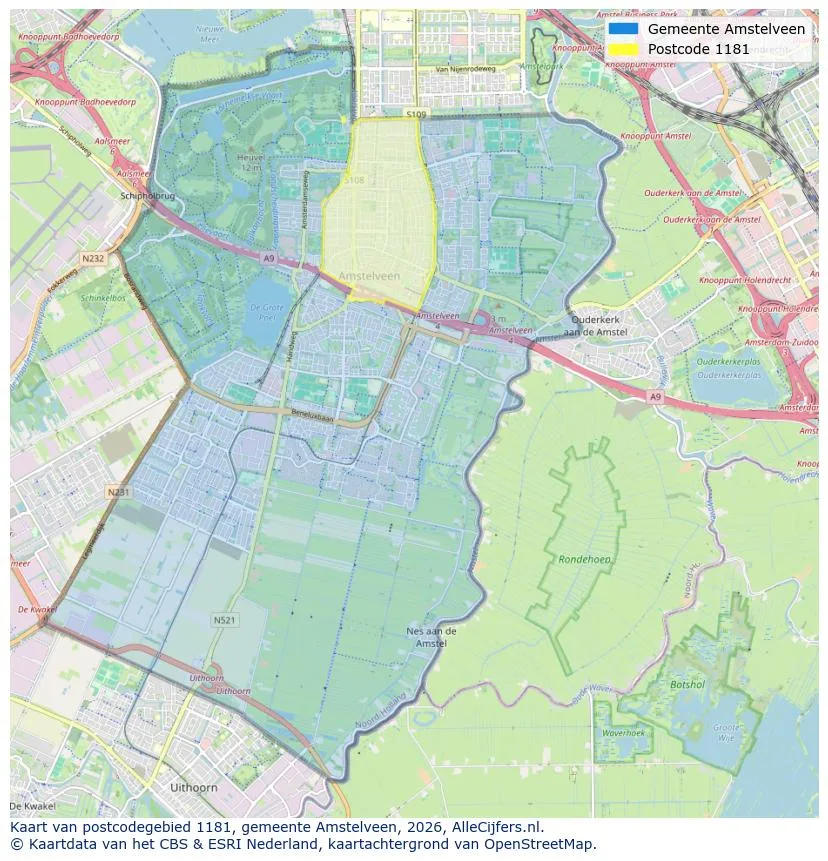Postcodekaart voor 1181