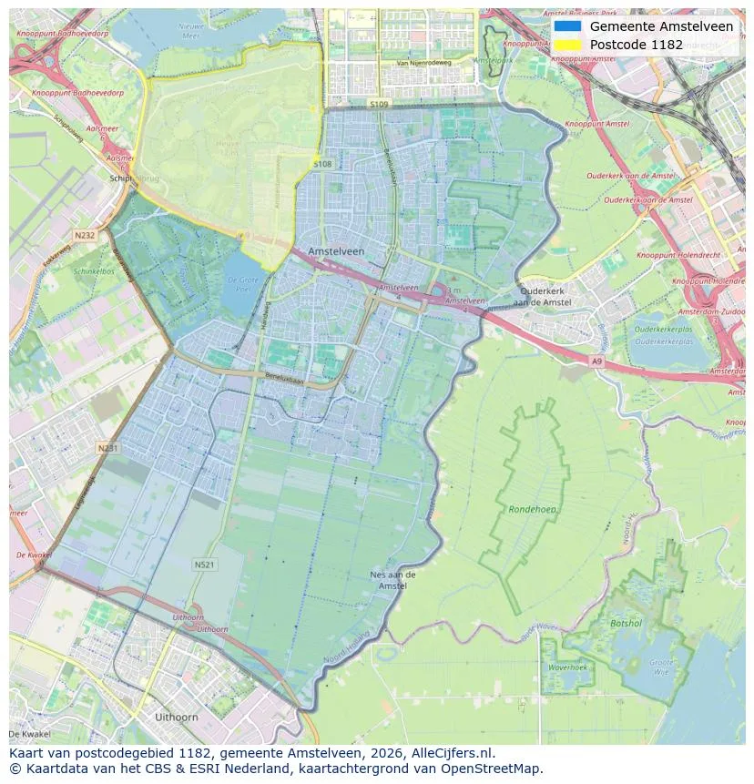 Postcodekaart voor 1182