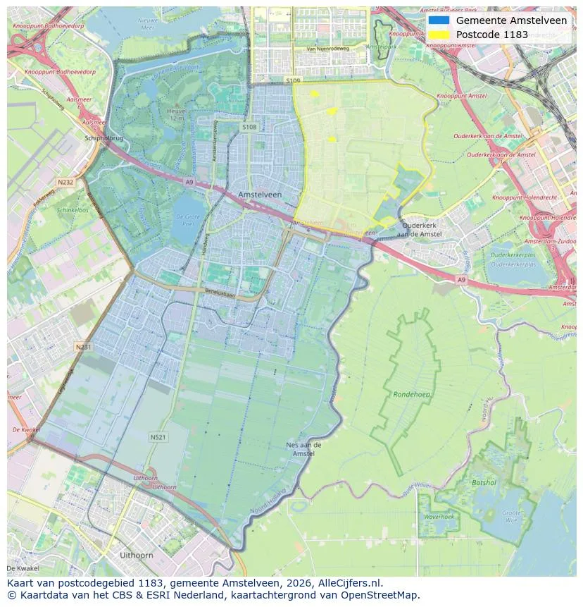 Postcodekaart voor 1183