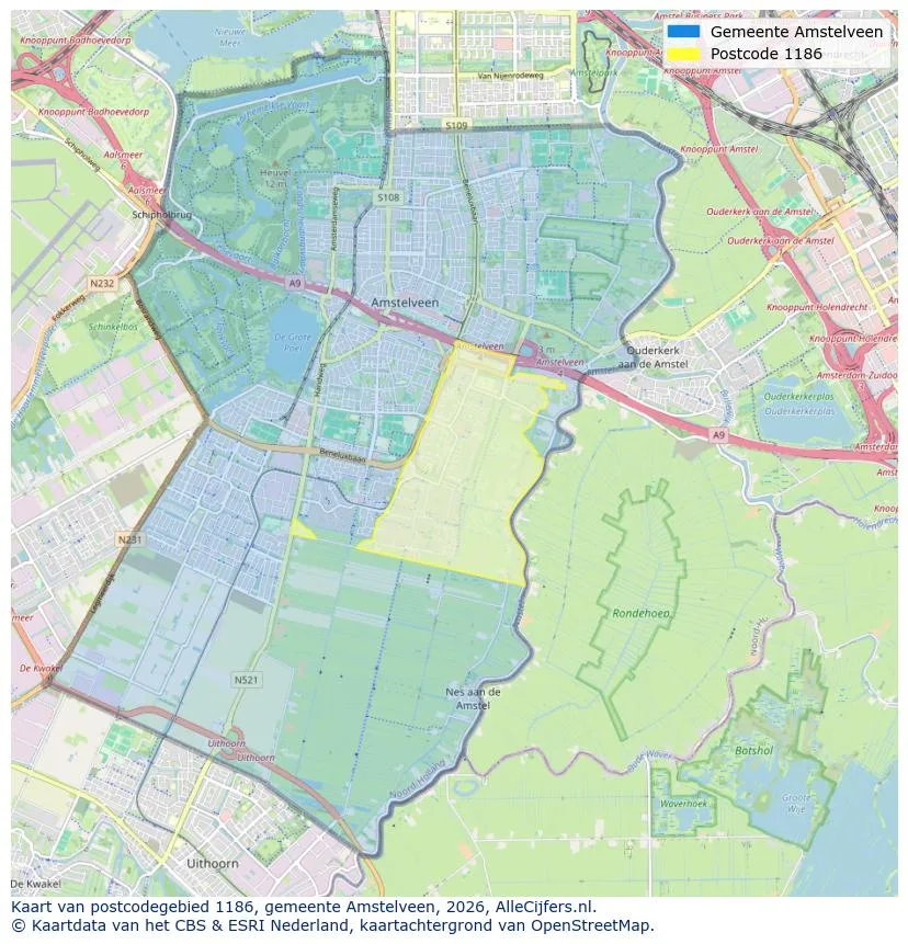 Mapa de códigos postales para 1186
