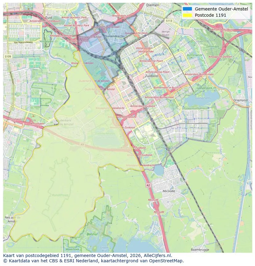 Postcodekaart voor 1191