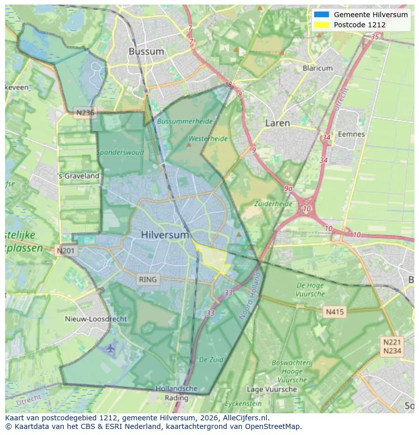 Postcode map for 1212