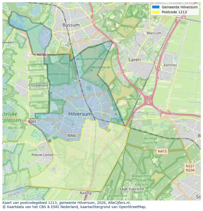 Postcodekaart voor 1213