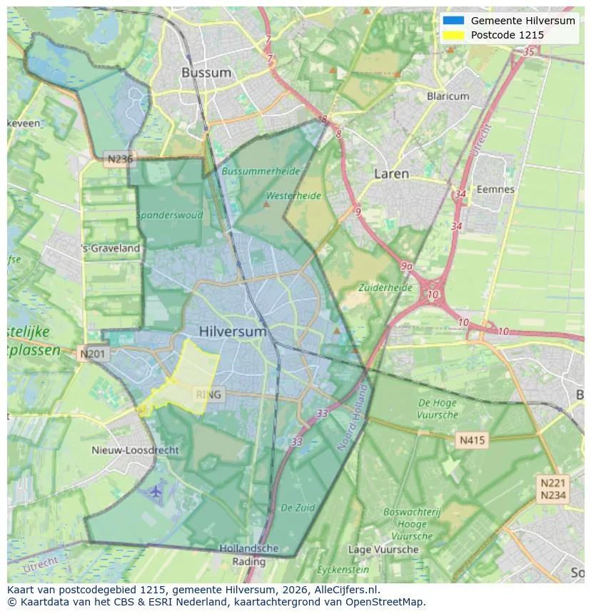 Mapa de códigos postales para 1215