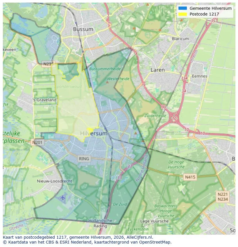 Postcodekaart voor 1217