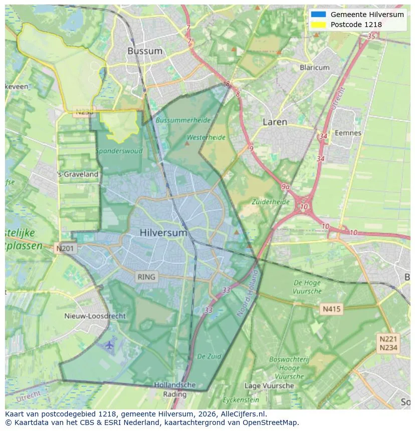 Postcodekaart voor 1218