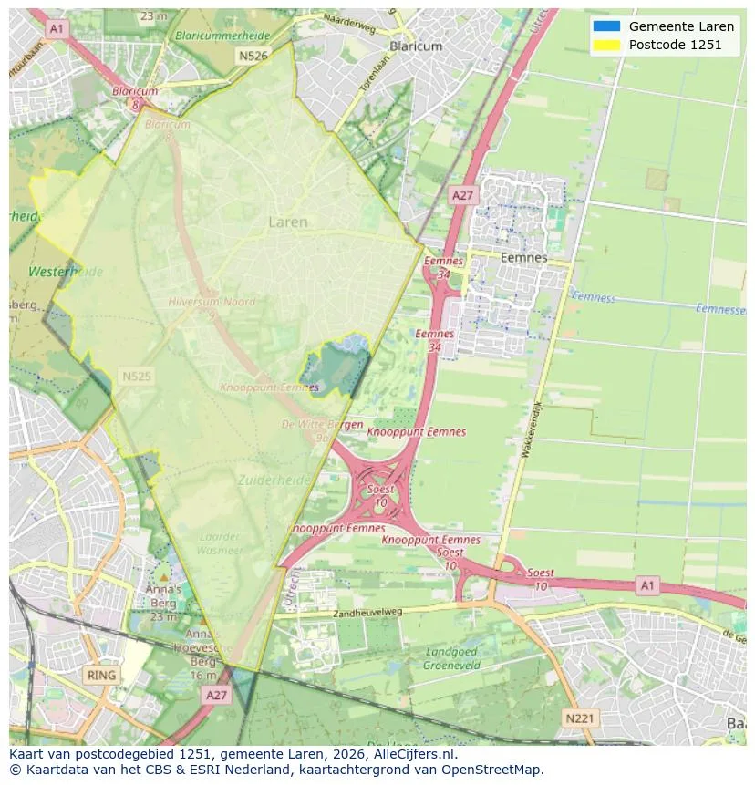 Postcodekaart voor 1251