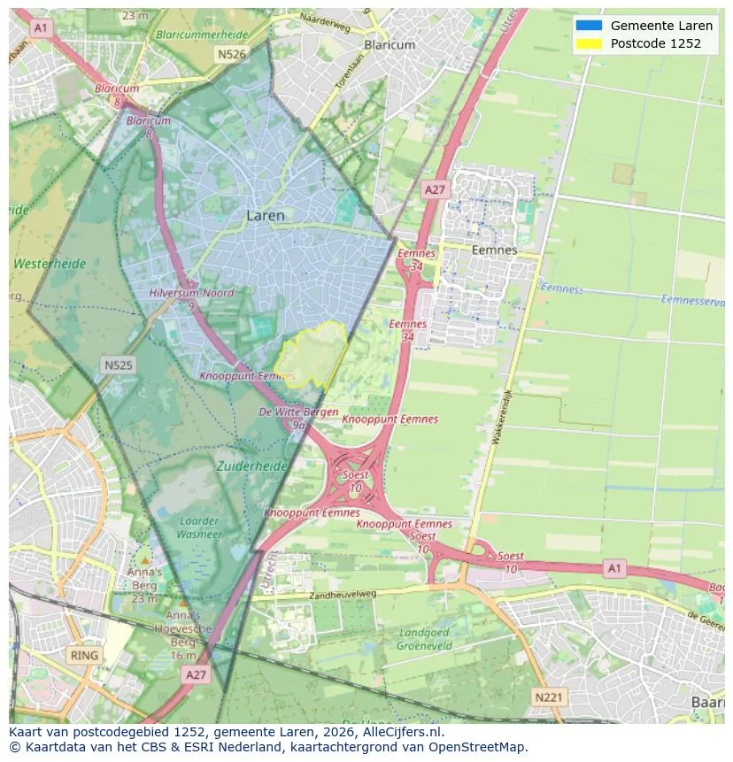 Postcodekaart voor 1252