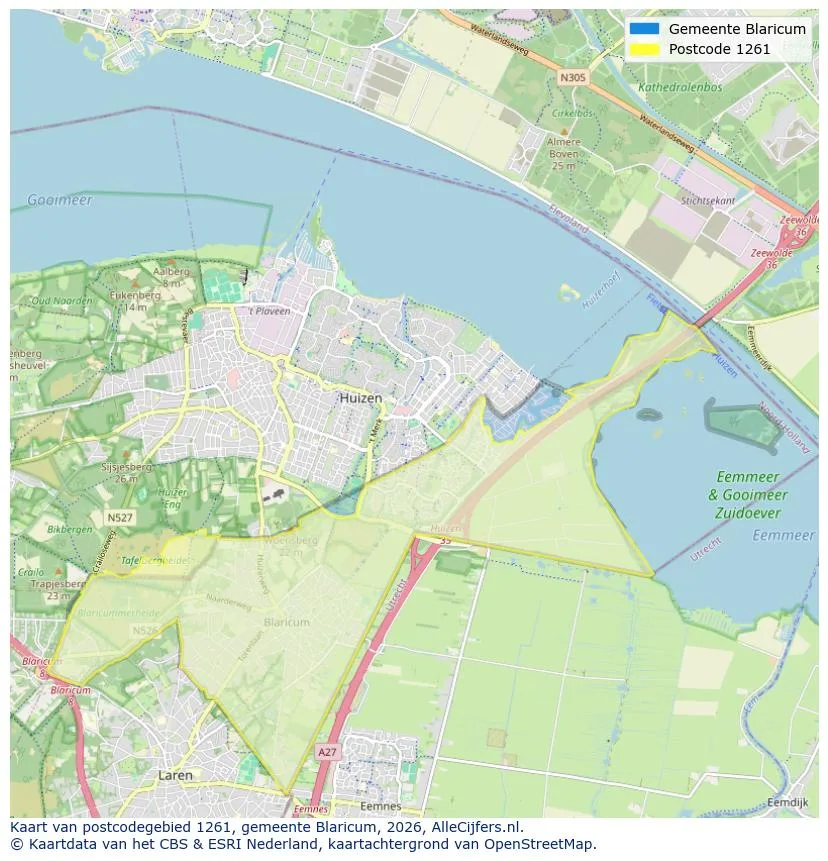Postcodekaart voor 1261