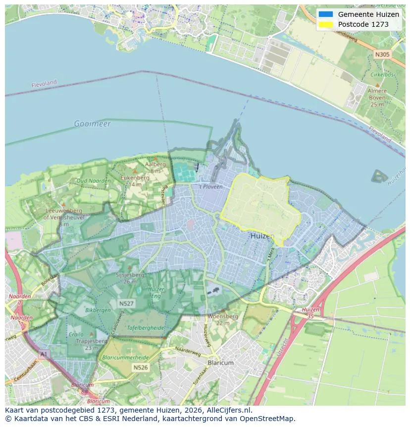 Mapa de códigos postales para 1273