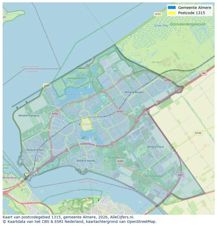 Mapa de códigos postales para 1315