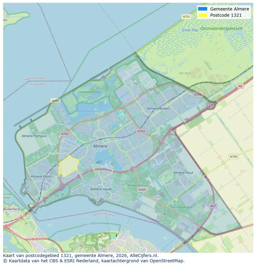 Postcodekaart voor 1321