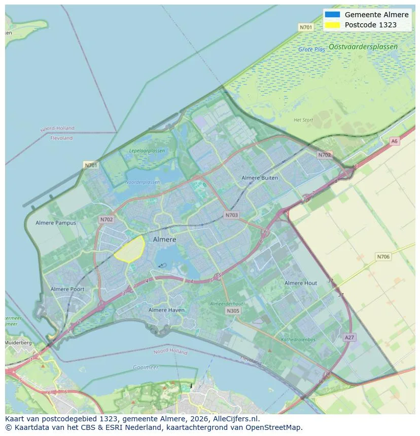 Postcodekaart voor 1323