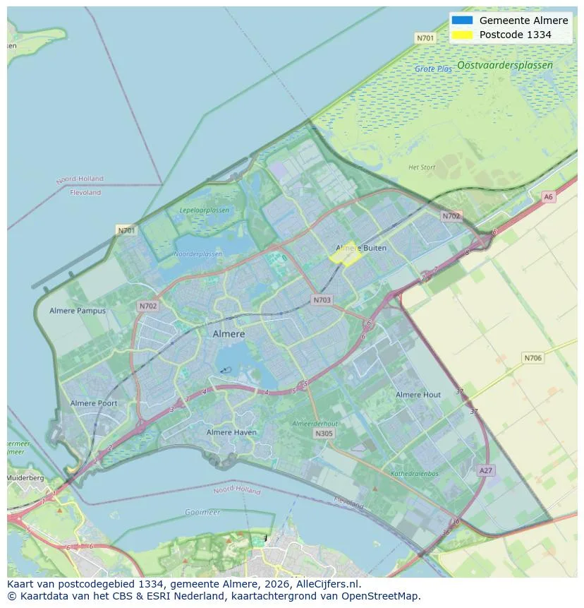 Postcode map for 1334