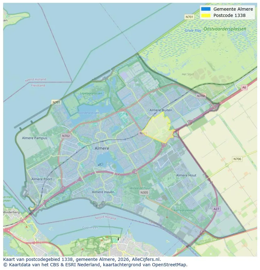 Postcode map for 1338