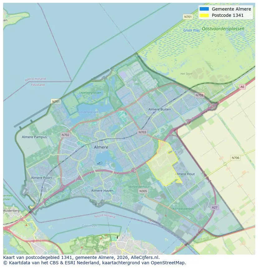Postcode map for 1341