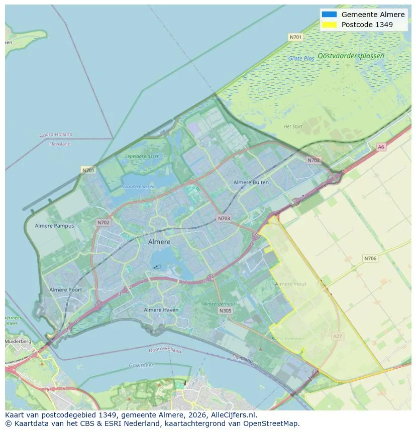 Mapa de códigos postales para 1349