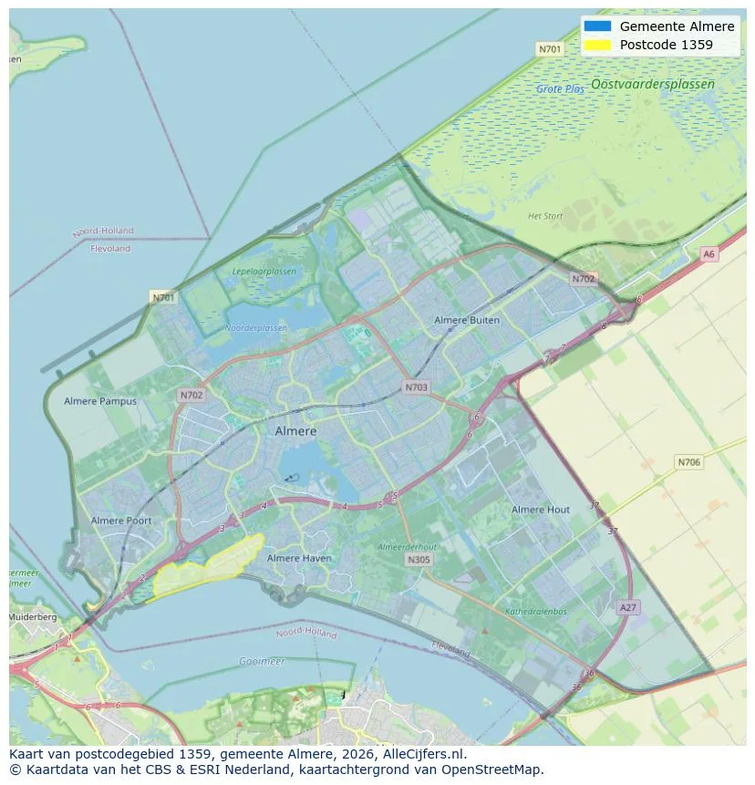 Postcodekaart voor 1359