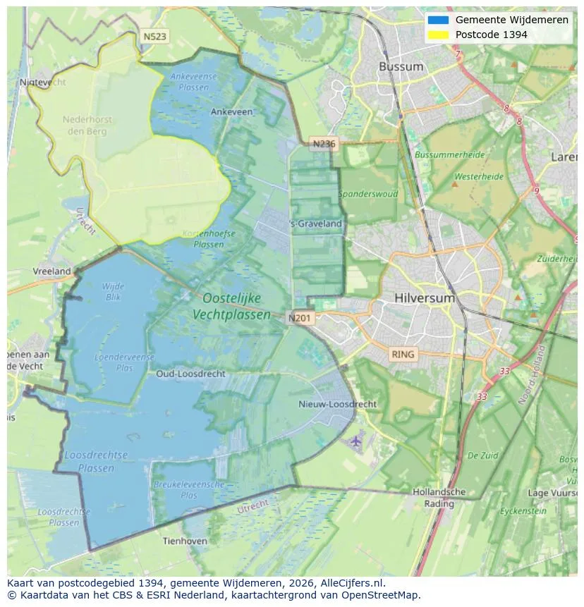 Postcodekaart voor 1394