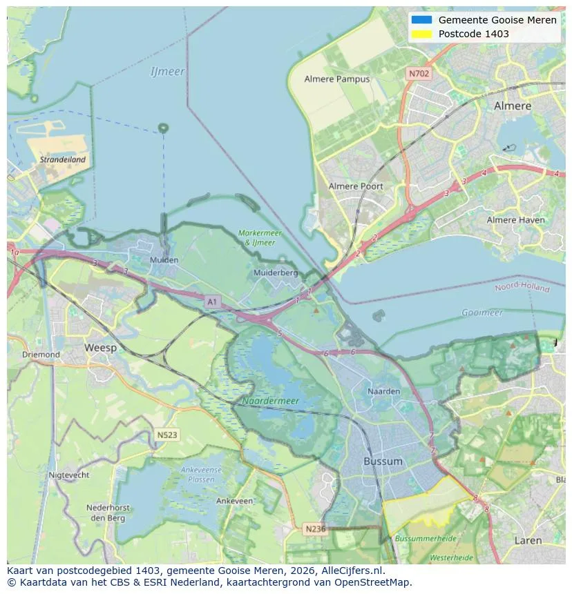 Postcodekaart voor 1403
