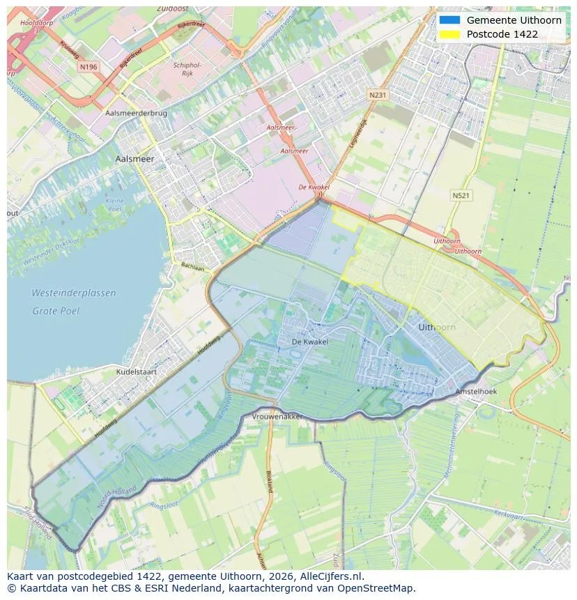 Postcodekaart voor 1422