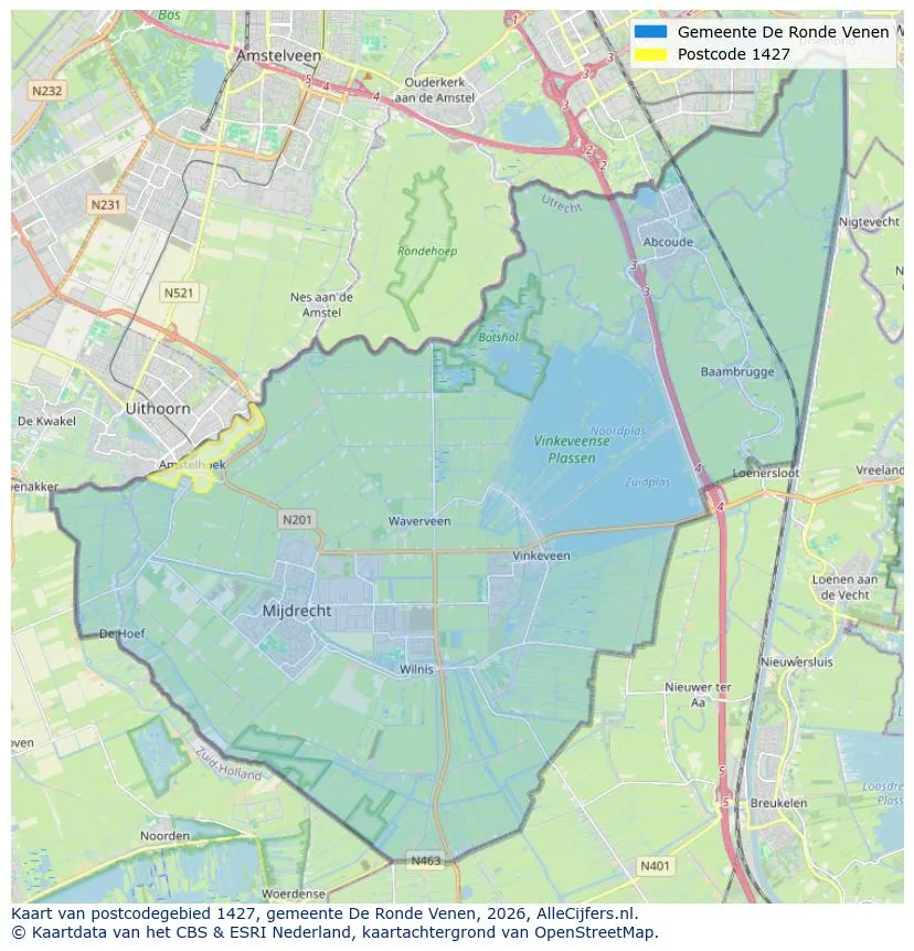 Mapa de códigos postales para 1427