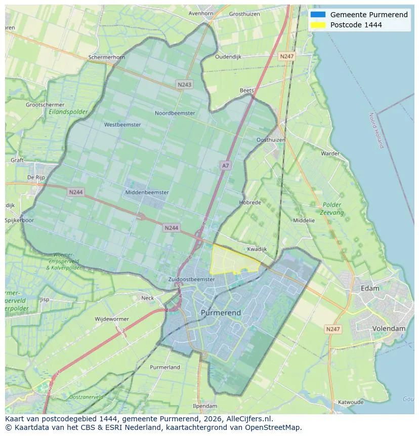 Mapa de códigos postales para 1444