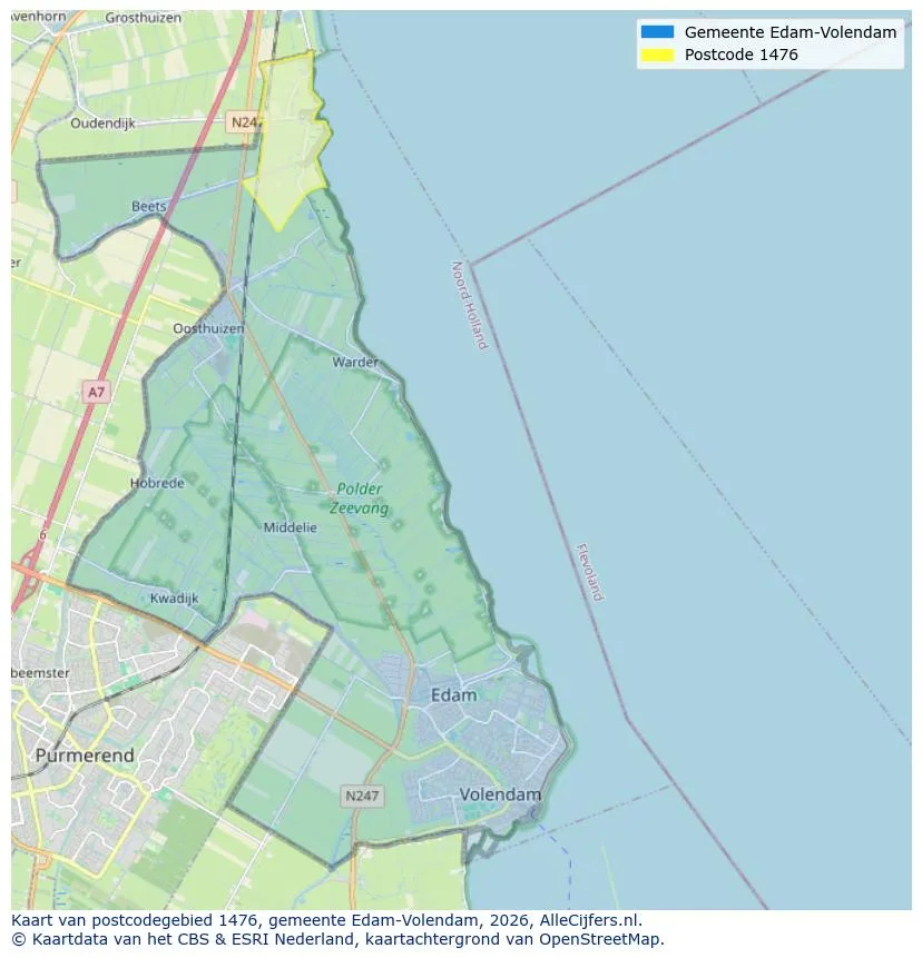 Mapa de códigos postales para 1476