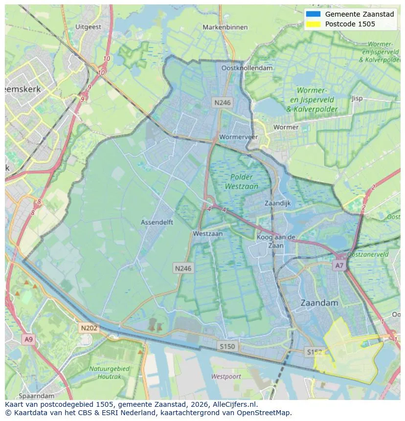Postcodekaart voor 1505