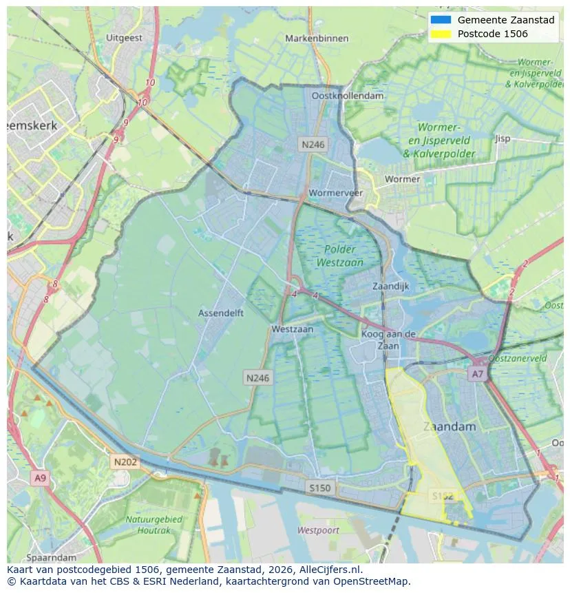 Postcodekaart voor 1506