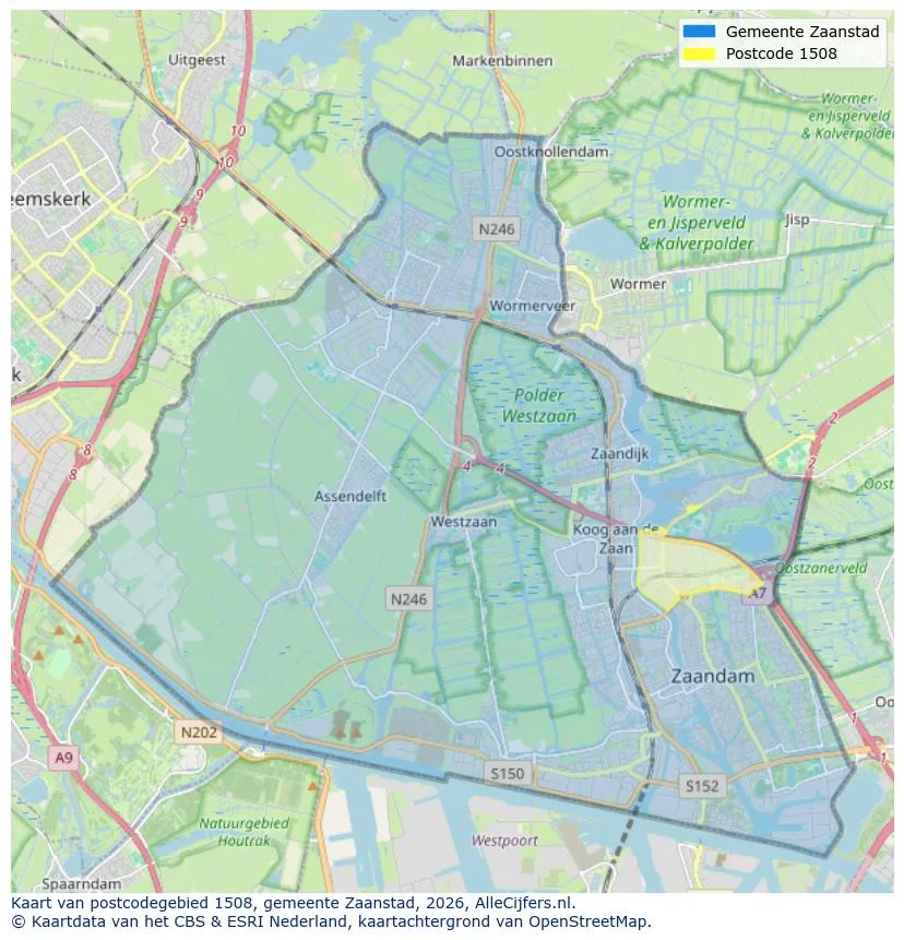 Postcodekaart voor 1508