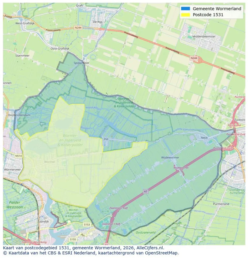 Postcode map for 1531