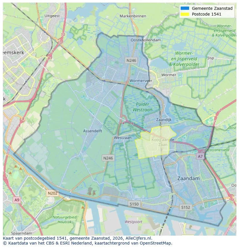 Postcodekaart voor 1541