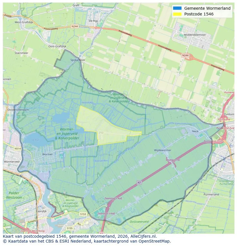 Mapa de códigos postales para 1546