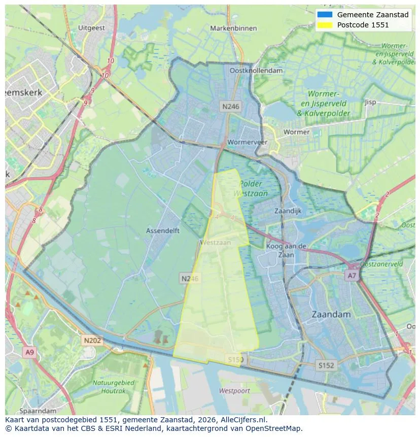 Postcodekaart voor 1551