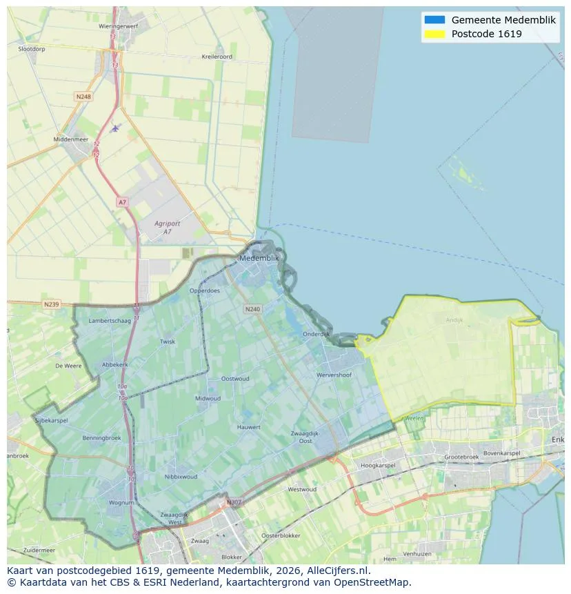 Mapa de códigos postales para 1619