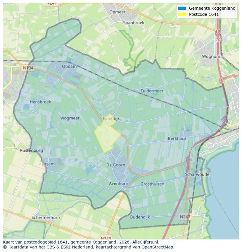Postcodekaart voor 1641