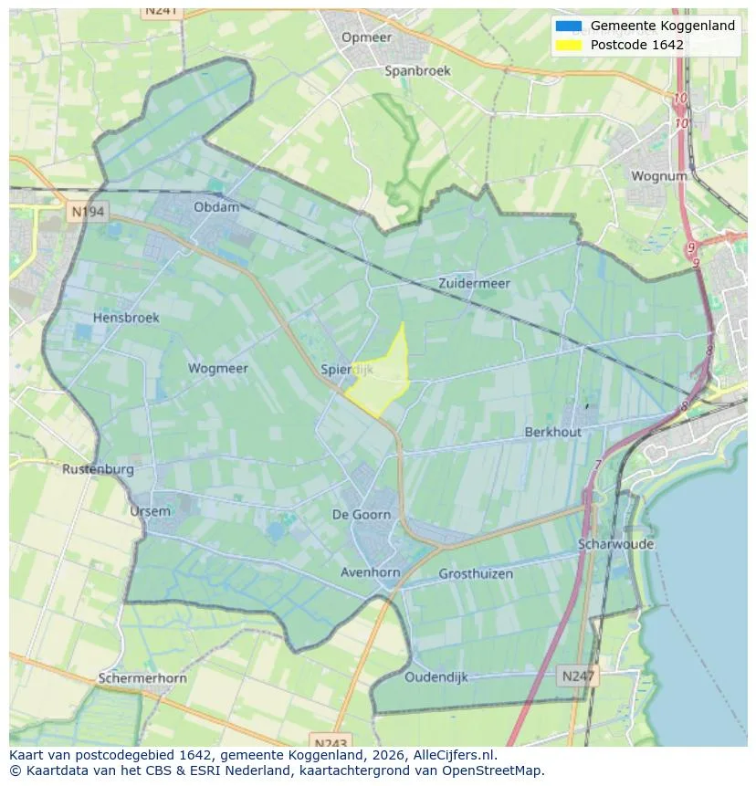 Postcode map for 1642