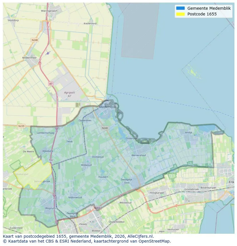 Postcodekaart voor 1655