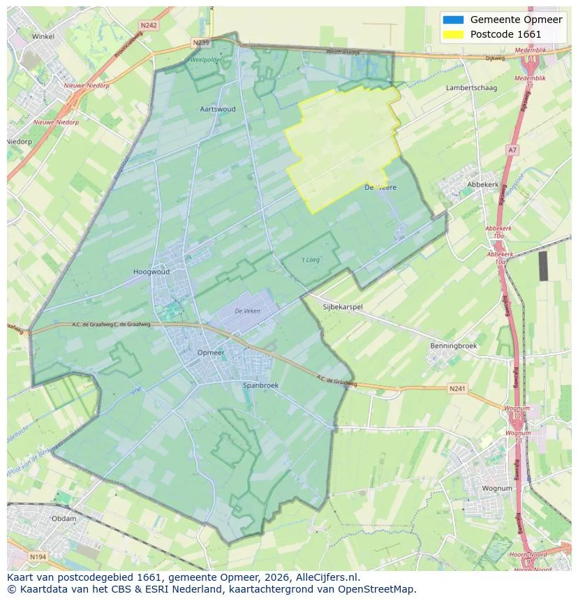 Postcode map for 1661