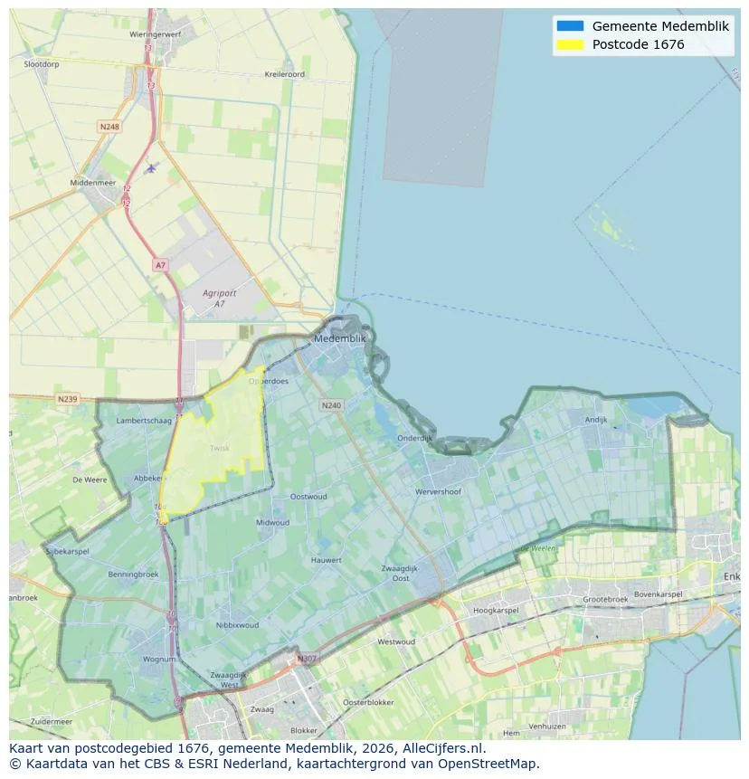 Postcodekaart voor 1676