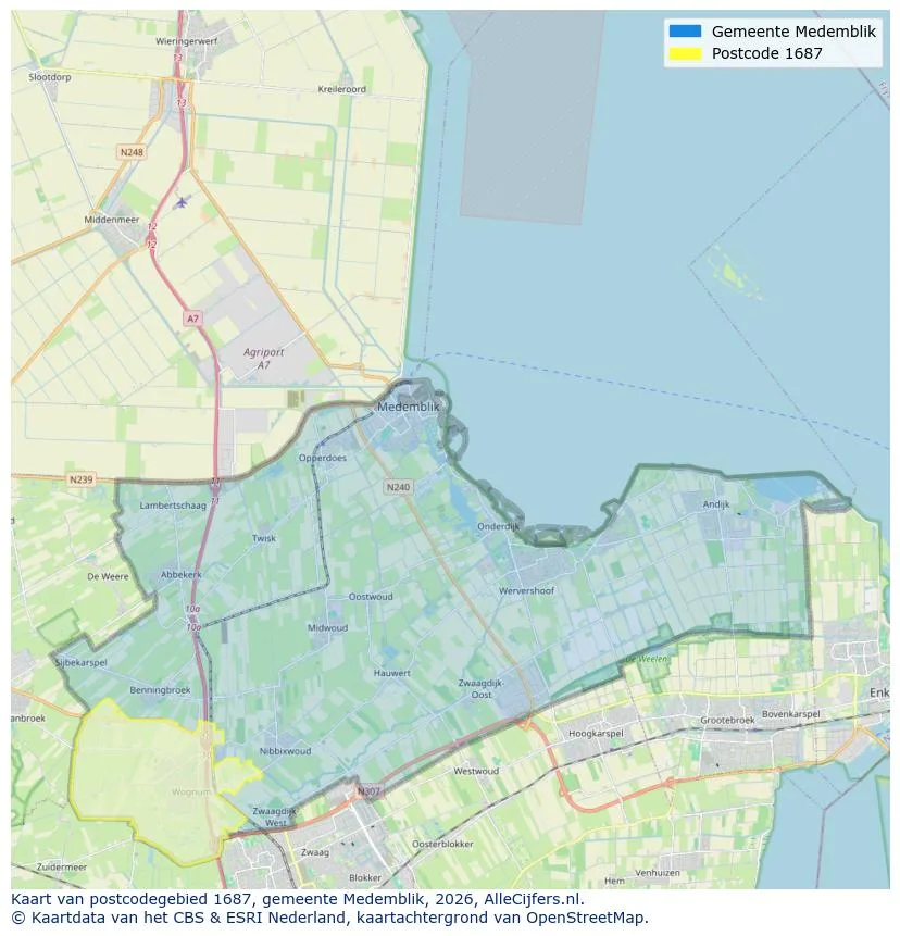 Postcodekaart voor 1687
